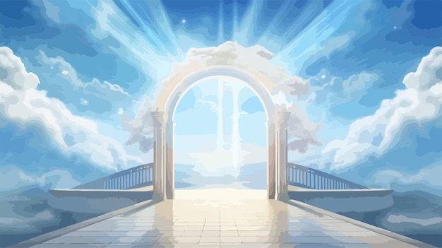 Vector heavens gate blue background image concept of balance and harmony