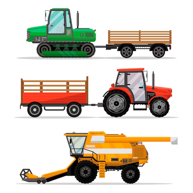 Heavy agricultural machinery for field work.