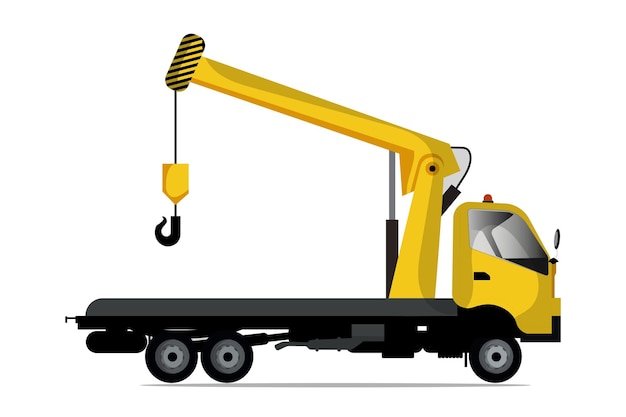 Heavy machinery crane truck in yellow color vector