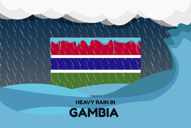 Heavy rain in Gambia banner rainy day and winter concept cold weather flood and precipitation