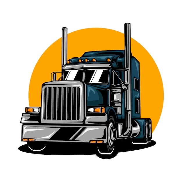 heavy truck illustration with solid color