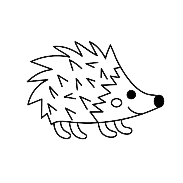 Hedgehog in a doodle style. Forest animal with prickly needles. Hand drawn vector icon.