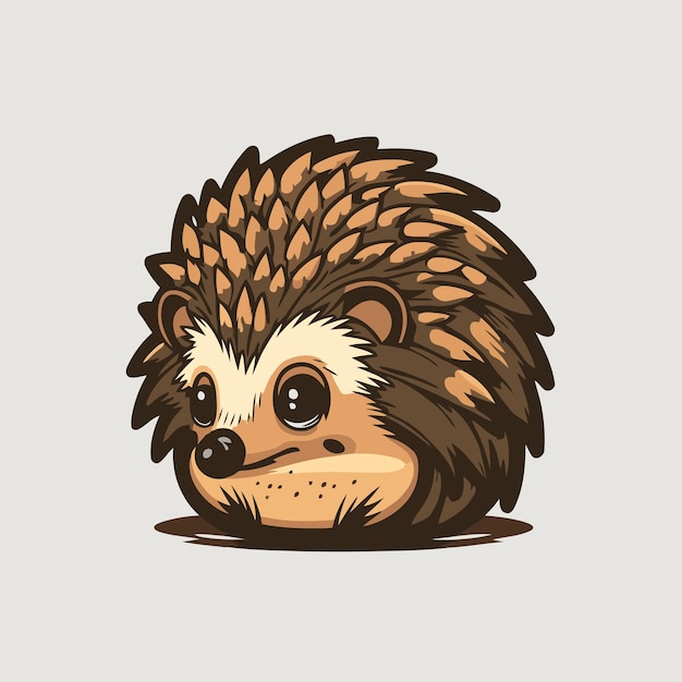 Hedgehog head logo design vector illustration isolated Cute cartoon hedgehog