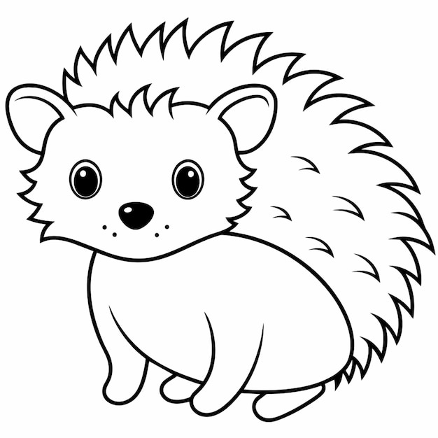 Vector hedgehog illustrations coloring page line art black lines white background coloring book page