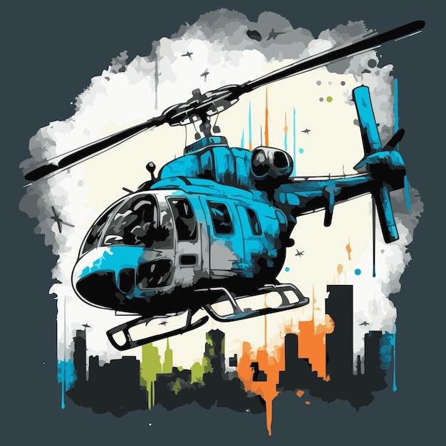 Helicopter in abstract graffiti style