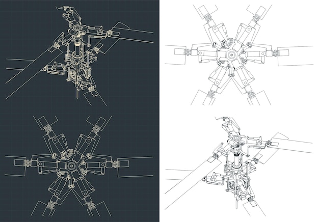 Helicopter coaxial main rotor blueprints