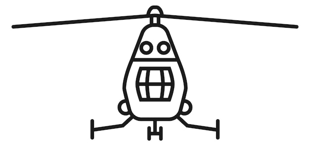 Helicopter flight front view Air transport line icon