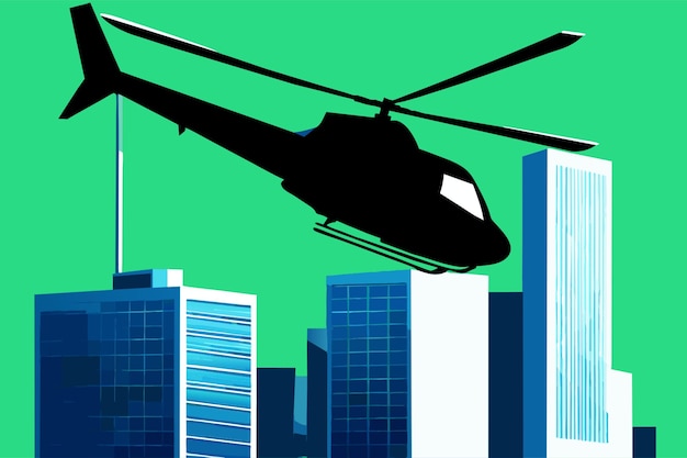 helicopter landing on a skyscraper vector illustration