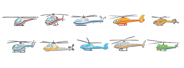 Helicopter set collection graphic clipart design