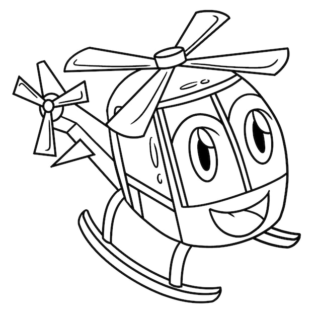 Helicopter with Face Vehicle Coloring Page