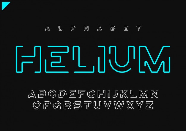 Helium vector minimalist futuristic linear alphabet, typeface, l