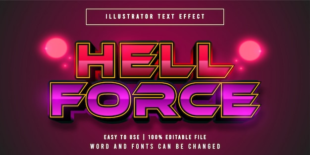 Hell force, Game Title Graphic Style Editable Text Effect