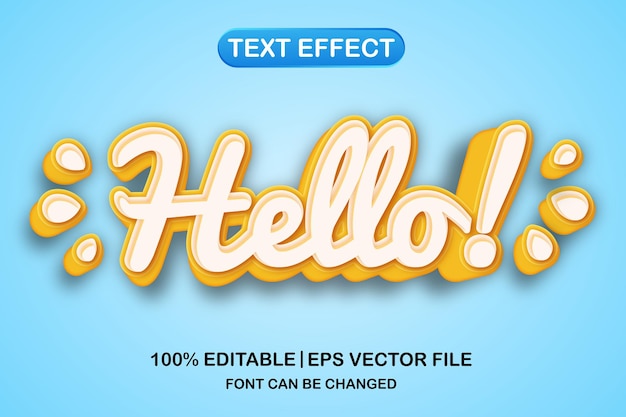 Vector hello 3d editable text effect