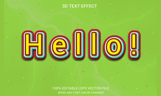 Hello 3d text effect, typography design