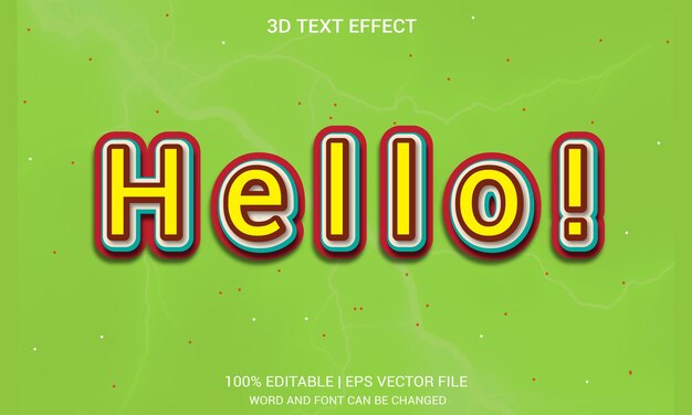 Vector hello 3d text effect, typography design