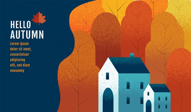 Hello Autumn, Banner Design Template, Thanksgiving.