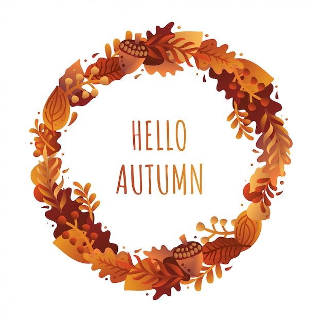 Hello Autumn Greeting Illustration.