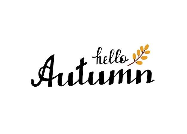 HELLO AUTUMN handwritten lettering Vector illustration in Doodle style