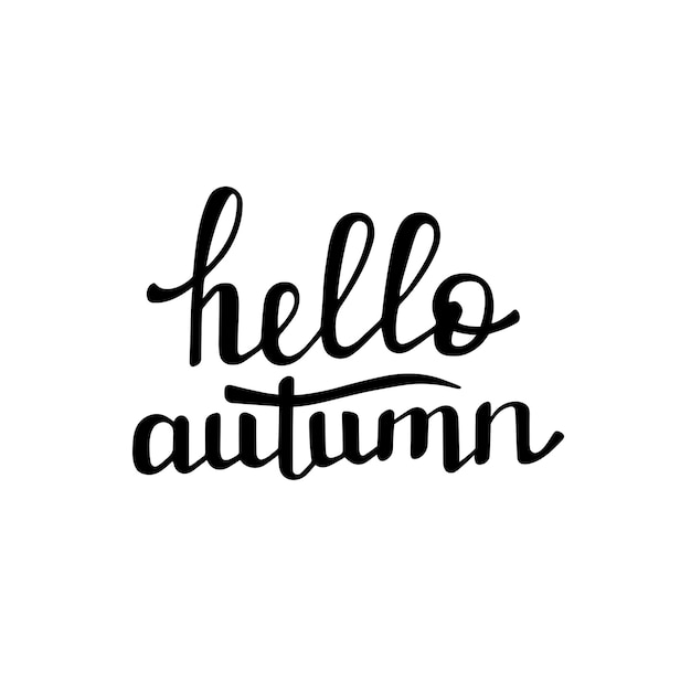 HELLO AUTUMN handwritten lettering Vector illustration in Doodle style