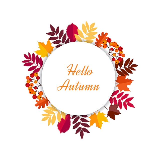 Hello autumn leaves frame