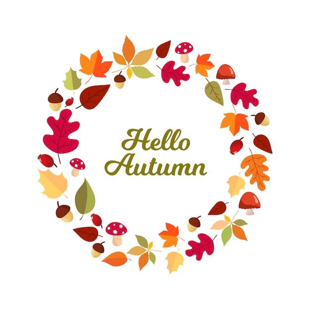 Hello autumn leaves frame