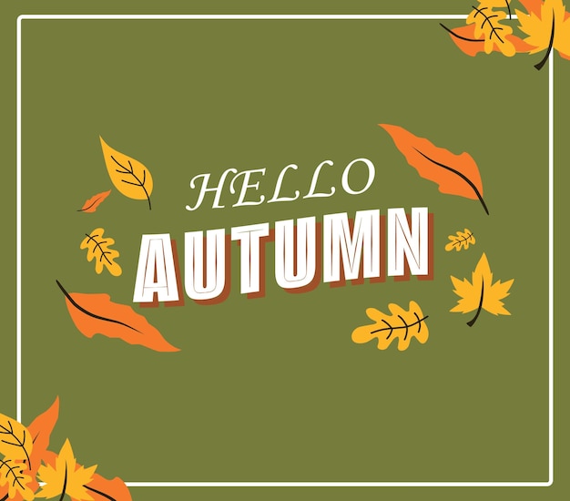 Hello autumn lettering design