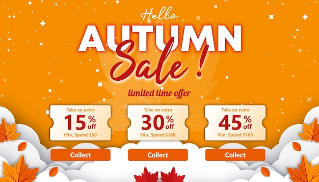 Hello Autumn sale template background vector ilustration