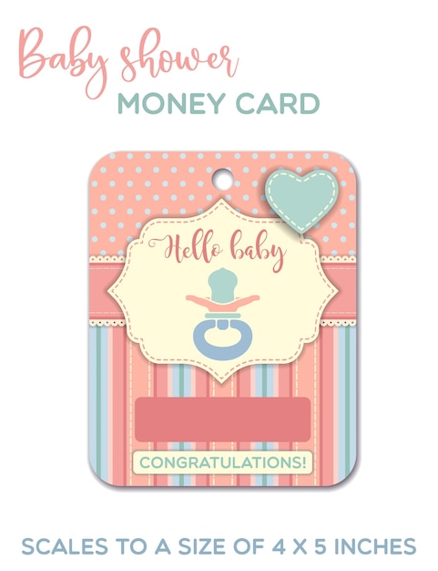 Hello baby Baby shower greeting card Baby gift card money card template