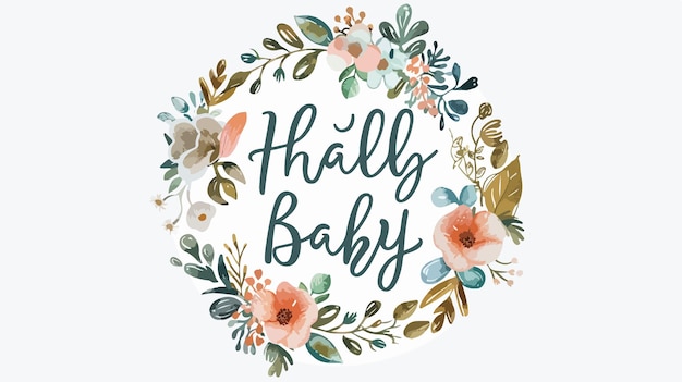 Vector hello baby floral circle badge vector illustration