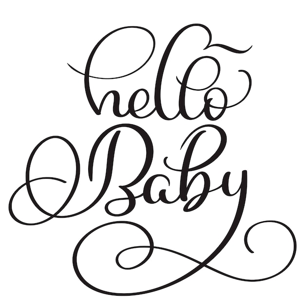 Hello baby text on white background Hand drawn Calligraphy lettering Vector illustration EPS10