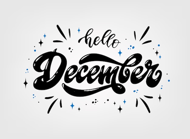 'Hello December' hand lettering quote