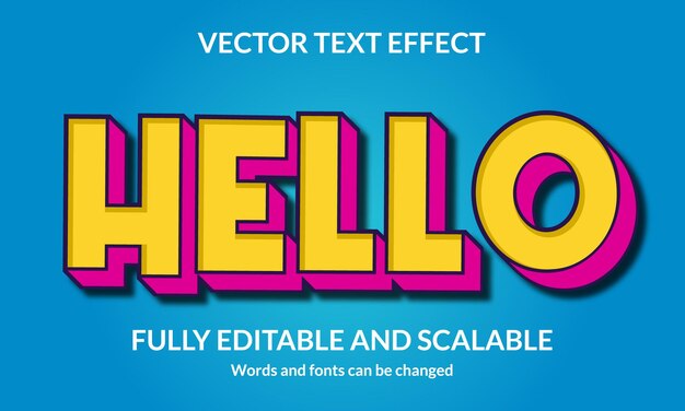 Vector hello editable 3d text style effect