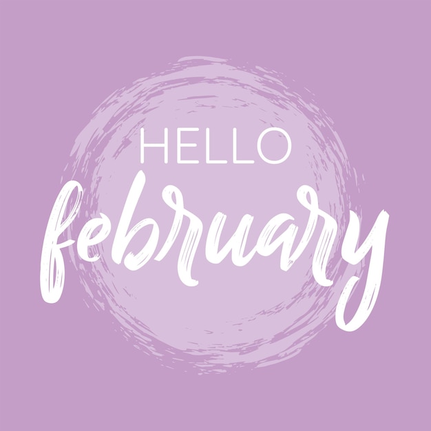 Hello February with heart typo print design