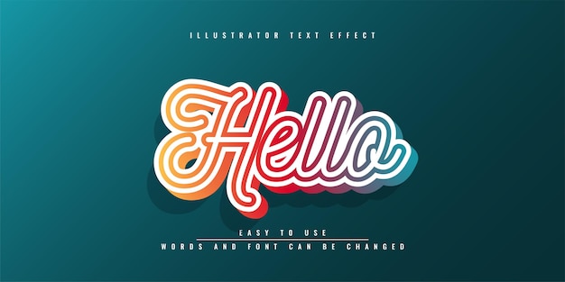 Hello illustration editable text effect colorful template design