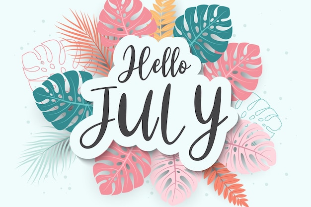 Vector hello july greetings with soft background design