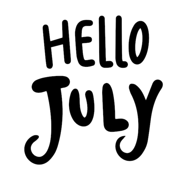 Vector hello july text isolated on transparent background hand drawn vector art