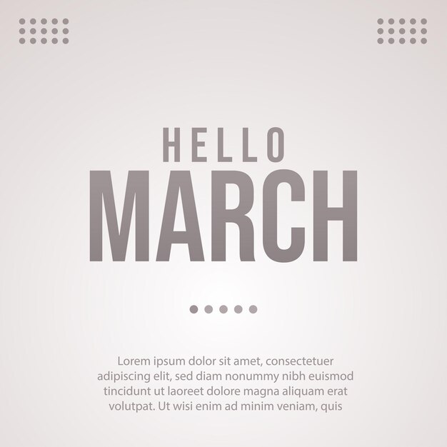 Hello March vector banner design template