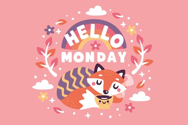 Hello monday colorful background