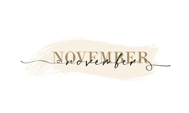 Hello November card. One line. Lettering poster with text November. Vector EPS 10. Isolated on white background