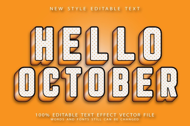 Hello october editable text effect emboss vintage style