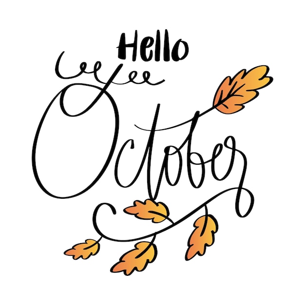 Hello October hand lettering