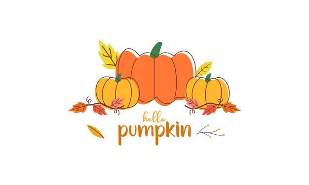 Hello Pumpkin Season Cute Hand Drawn Vector