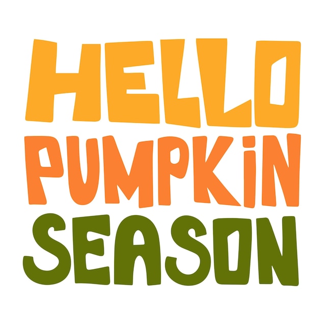 Hello pumpkin season Hand drawn autumn banner Vector illustration Autumn quote phrase Vector il