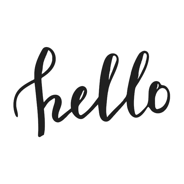 Hello quote hand lettering Greeting card with modern calligraphy