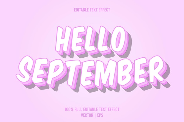 Hello september editable text effect