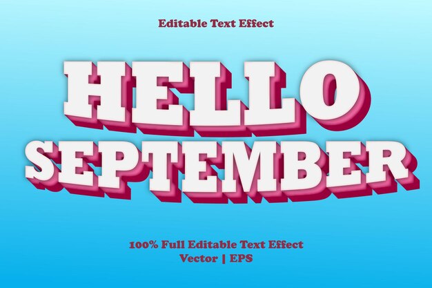 Hello september editable text effect