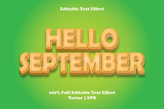 Hello september editable text effect