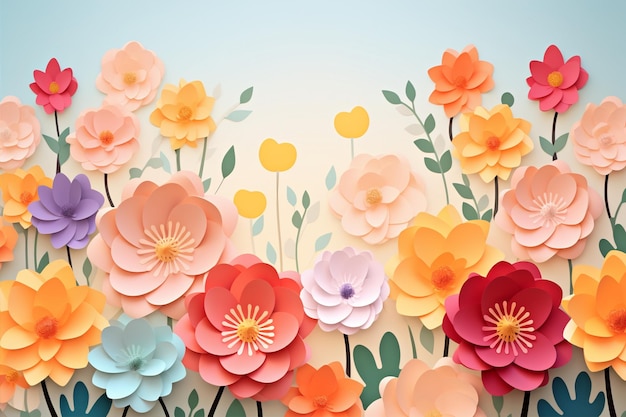 Hello Spring Background Colorful Flowers