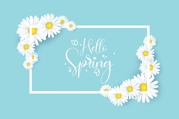 Hello Spring Design with 3D Realistic Fresh Flowers Elements for Spring Season.