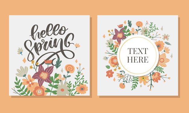 Hello Spring Flowers lettering and frame set